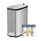 KdbK Stainless Steel Bathroom Trash Can with Lid Soft Close,1.6 Gallon Slim Garbage can,Small Metal Step Wastebasket for Office, Bedroom, Toilet, Live Room