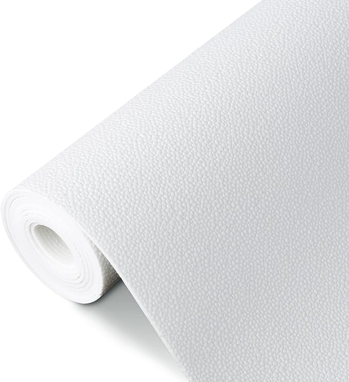 WochiTV Shelf Liner for Cabinets, Drawer Non Adhesive Non Slip Foam Mat for Kitchen, Pantry, Bathroom, Cupboard, Garage, Closet, Shelves, Drawer, Tool Box, White 23.6 x 354 inches
