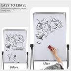 Dry Erase Board with Stand, Double Sided Magnetic Whiteboard, 24 x 36 Portable Height Adjustable White Board with Aluminium Frame