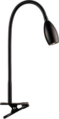 O'Bright Lumos - Versatile Clip-on Lamp: Zoomable Spotlight, Dimmable LED, Flexible Gooseneck, 4000K Light, 100% Metal Clamp - Ideal for Reading, Crafting, Work, and Headboards, Black