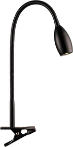 O'Bright Lumos - Versatile Clip-on Lamp: Zoomable Spotlight, Dimmable LED, Flexible Gooseneck, 4000K Light, 100% Metal Clamp - Ideal for Reading, Crafting, Work, and Headboards, Black