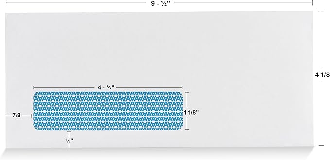 Aimoh #10 Single Left Window Security Tinted Envelopes, Gummed Closure, Size 4-1/8 X 9-1/2 inches, 24 LB - 1000 Count (35310-1000)