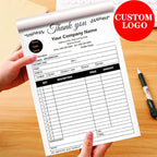 Custom Carbonless Sales Invoice Form Books for Small Business, Personalized NCR 3-Part Receipt Book with Carbon Copies, Cover Add Company Name, Address and Number Printed