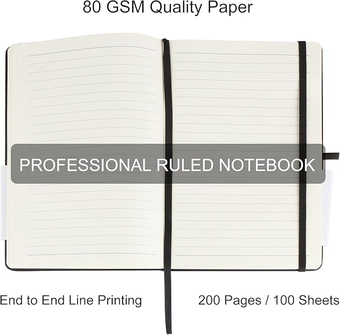 LYDTICK 20 Pack Journals for Writing College Ruled Notebooks Journal in Bulk, Hardcover Notebooks (200Pages) for Note Talking, Lined Bullet Journals for Home School Office, 5.7"x8.4", Black