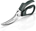 IOPIDHO Heavy Duty Poultry Shears, Kitchen Shears with Non-Slip Handle & Safety Lock, All Purpose Kitchen Scissors for Chicken, Meat Cutting, Turkey, Fish, Vegetables, Spring Loaded, Dishwasher Safe