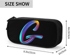 Pazacon Cute Initial Pencil Case for Kids Students, Large Capacity Pencil Pouch for Boys Girls, Letter Design Pencil Box Pen Bag Office Stationery Organizer, Rainbow Letter G