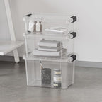 Superio Storage Bins with Lids- 4 Pack, 4.75 Qt Clear Boxes for Organizing, Stackable Plastic Containers- BPA Free, Non-Toxic, Odor Free, Organizer for Home, Office, Dorm