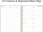 Daily Planner Undated - A4 To Do List Notebook Hourly Schedules, Spiral Appointment Planner for Women and Men,PVC Hardcover, Inner Pocket, Elastic Closure, 8.5" x 11", Green