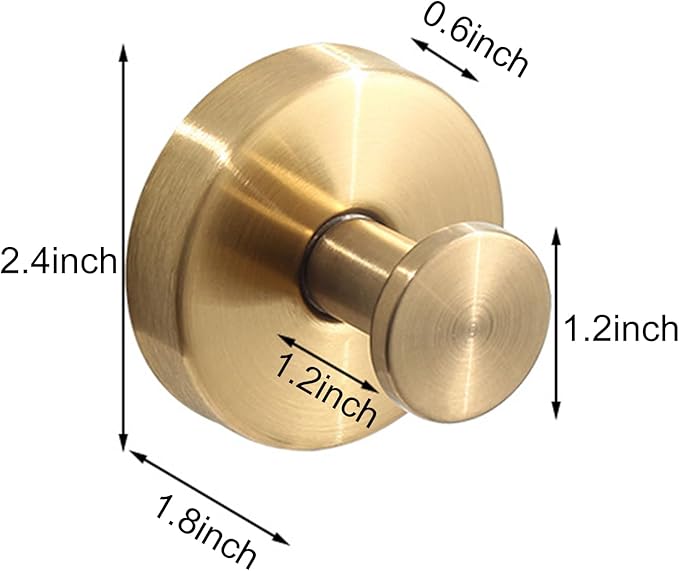 Tanngronie 4 Pack Gold Stainless Steel Suction Cup Hooks, Up to 15 LBS, No Drill, Multi-Purpose for Bathroom, Kitchen, Shower, Front Door