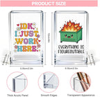 Vgrti Funny Dumpster Fire Work 2 Pack Acrylic Cosmetic Pencil Pen Holder Cup, Cute Office Pen Holder for Desk, Funny Work Burnout Gifts for Coworker Friend, Mental Health Gifts for Women Boss Teacher