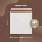 10 Pack 6x6 Inch Rigid Mailers – 420 GSM Self Seal Stay Flat Cardboard Envelopes for CDs, DVDs, Photos, Documents – Tear Strip, Do Not Bend Labels – Square Card Mailers & Shipping Envelopes (White)