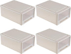Buyitt 4-Pack 19 Quart Stacking Drawer, Clear Storage Closet Organizer, Yellow Frame, Stackable Modular Plastic Drawers for Clothes, Accessories, Craft Supplies, Shoes or Linens