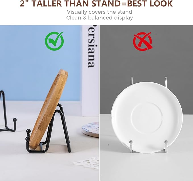 LIONWEI LIONWELI Plate Display Stand Easel Holders - 4.5" Tabletop Metal Stands for Decorative Plates, Photos & Picture Frames - Black, 4-Pack