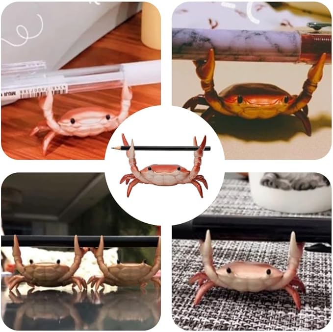 Crab Pen Holder for Desk, Cute Multifunctional Weightlifting Desk Crab Pencil Holder Organizer for Pens, Pencils & Makeup, Funny Desktop Decor Gift for Home Office School
