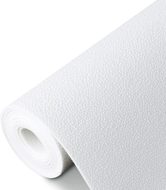 WochiTV Shelf Liner for Cabinets, Drawer Non Adhesive Non Slip Foam Mat for Kitchen, Pantry, Bathroom, Cupboard, Garage, Closet, Shelves, Drawer, Tool Box, White 11.8 x 59 inches