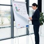 Magnetic Whiteboard Easel Tripod Stand 40 x 28 Inch with Flipchart Paper Pad (25 Sheets) - Height Adjustable Portable Dry Erase Board for Office Meetings, Training & Classroom