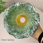 Bieye LS15 Lily Flower Blown Glass Lampshade (Yellow Green, Opening I.D. 1.26" x O.D. 1.5")