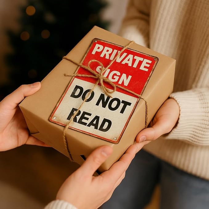 Funny PRIVATE SIGN DO NOT READ Tin Sign – 12x8 Inch Vintage Metal Wall Decor for Bedroom, Office, Man Cave, Dorm or Bar (NOread)
