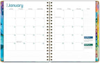 HARDCOVER 2026 Planner, 8.5"x11": 14 Months (November 2025 - December 2026), Daily Weekly Monthly Planner, Yearly Agenda, Bookmark, Pocket Folder and Sticky Note Set (Rainbow Petals)