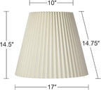 10" Top x 17" Bottom x 14 1/2" High x 14 3/4" Slant Lamp Shade Replacement Large Ivory White Bell Round Traditional Pleated Spider Harp Finial - Springcrest