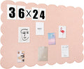 Mooliwe Scalloped Felt Bulletin Board 36 x 24 Inches Foldable Flesh Pink Pin Cork Board Alternative for Wall, 3' x 2' Trifold Picture Vision Self Adhesive Bulletin Decorative