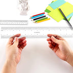 2 Pieces 6"/12" Clear Acrylic Ruler Zero-Centering Ruler with Inches & Metric Measuring Tool 12" and 6" Inch Straight Edge Rulers for Paper Cutting Craft Supplies School Supplies for Students,Office
