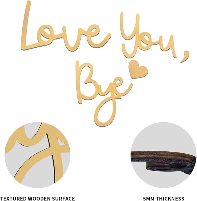 Wall Decor Large Gold Love You Bye Sign Hallway Entryway Door Wall Art Boho Decor Wood Home Decor Express Love&Warm for Your Family Lover Halloween Thanksgiving Christmas Above Door Topper Decoration