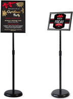 VAIIGO 8.5 x 11 Inch Adjustable Pedestal Sign Poster Stand, Heavy Duty Floor Standing Sign Stand Aluminum Snap Open Display Frame for Vertical and Horizontal View Sign Displayed(Black)