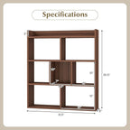 Giantex 7 Cube Bookshelf, Free-Standing Wooden Bookcase, 4 Tier Home Display Shelf, Horizontal Storage Unit w/Anti-Toppling Devices, Open-Back Display Rack for Study, Bedroom, Living Room, Walnut