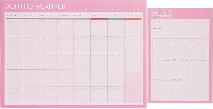 Didiseaon 2pcs Weekly and Monthly Schedule Notepad Undated Planner with Checklist for Work and Study Minimalist Paper Organizer for Goal Tracking and Habit Planning Candy Planning Pads
