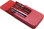 MIVLXLX Leather 6 Fountain Pen/Pencil Tray Case, Handmade, Magnetic Closure with Drawer Design, Gift Choice for Man/Woman/Office, 6 Slots（red）