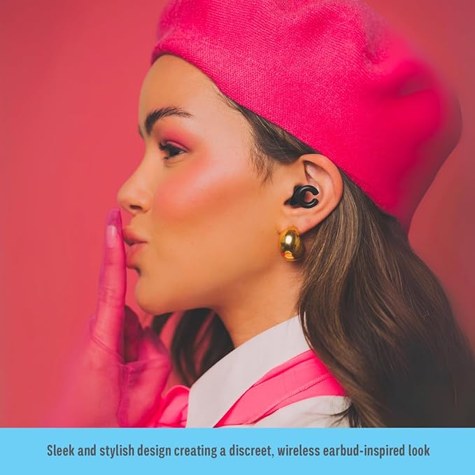 Hush Hoops Ear Plugs, Ultra-Soft Reusable Silicone Plugs with Horseshoe Shape for Comfort, Designed for Sleep and Sound Suppression, 17dB (NRR) Noise Reduction Rating, Black, 1 Pair with Travel Case