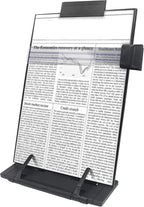 Keenjorika Desktop Document Book Holder with 7 Adjustable Positions, Black Document Holder for Desk, Paper Holder Copy Stand Holder for Speech, Paper Holder Stand for Desk Typing, Angle Adjustable