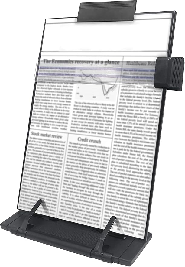 Keenjorika Desktop Document Book Holder with 7 Adjustable Positions, Black Document Holder for Desk, Paper Holder Copy Stand Holder for Speech, Paper Holder Stand for Desk Typing, Angle Adjustable