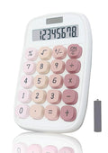 Mechanical Calculator,BTSEYAW Dual Power Calculator with 8 Digit Display tilt Screen and Big Buttons, Cute Office Desk Accessory (Pink)