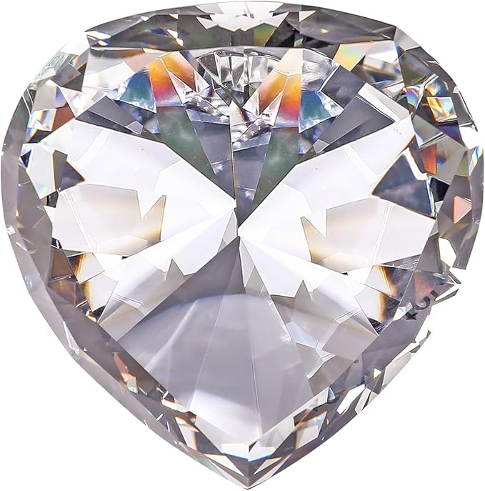 SWTHONY 60mm Crystal Diamond Paperweight Heart Shaped Glass Gems Big Fake Diamonds for Women Desk Nail Background for Pictures Wedding Centerpiece Clear