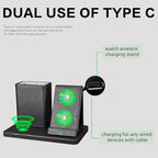 LADSTAG Office Supplies Desk Accessories,Pen Holder Remote Control Holder, Organizer with Phone Charger,Nightstand Desktop Organizer,Black Leather Desk Organizer With Charging Station (black)