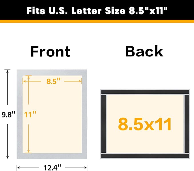 VAIIGO 10Packs Magnetic Frames for Refrigerator & Metal Surfaces - 8.5x11 Magnetic Sign Holder - File/Paper/Document Holder with Photo/Picture/Poster Frame for Commercial/Home Use (Silver)