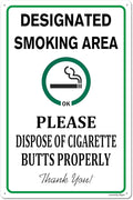Locmorly Aluminum Sign, Designated Smoking Area Sign Dispose of Cigarette Butt Properly Sign, 8x12 Inch