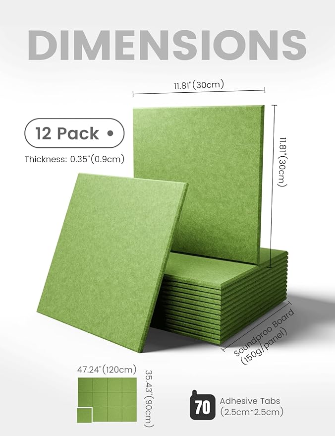Fluxynara Large Felt Bulletin Board 48" x 36" Cork Board Alternative-12 Pack with 70 Safe Removable Adhesive Tabs, Cork Boards for Walls Cork Board for Home Office Classroom Pin Board -Kelly Green