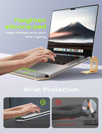 JCZT Aluminum Laptop Stand, Notebook Stand with Wrist Rest, Ergonomic Detachable Laptop Mount, Computer Stand Compatible with 10-17'' All Laptops Such as MacBook Air Pro/HP/Dell/Lenovo, Gold