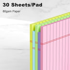 AILZFEI 5pcs Colored Note Pads 5x8 College Ruled Small Legal Pads Paper Notepads 5 Pack Study Back Writing Pads 5 x 8 Paper Pads Perforated Narrow Ruled Pads of Paper 30 Sheets/Pack