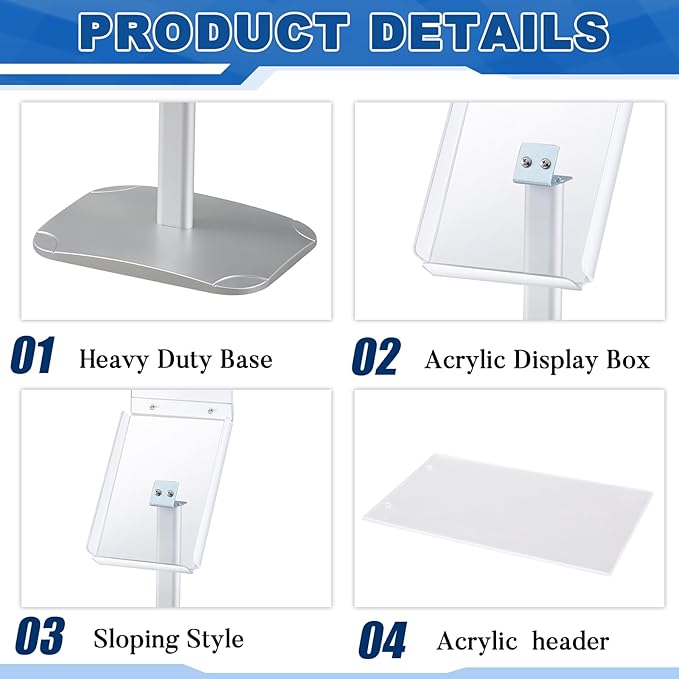 Thyle Acrylic Advertising Brochure Sign Holder Stand Displays 8.5x11 Inch for Menu Flyer Paper Document Brochure Area Landscape Free Standing Literature Business Outdoor