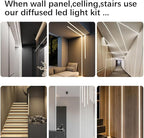 CUBITOR Under Cabinet COB Led Light Strip kit,16.4ft/5m Cuttable 3000K,Diffused Power with 6 Output Ports,Touch Switch&Dimmer Strip for Gun Safe Case,Book Shelf,Floating Shelf,Wall Panel,Home Decor