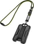 LIUGX Badge Holder with Heavy Duty Breakaway Lanyard, Carbon Fiber-Texture, Durable ID Card Holder (Holds 6 Cards) with Quick Release Detachable Buckle, Metal Clip, American Flag