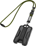 LIUGX Badge Holder with Heavy Duty Breakaway Lanyard, Carbon Fiber-Texture, Durable ID Card Holder (Holds 6 Cards) with Quick Release Detachable Buckle, Metal Clip, American Flag