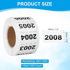 PATIKIL 0.8 x 1.6 Inch Inventory Number Sticker, 1 Roll 2001 to 3000 Consecutive Number Labels Self-Adhesive Labels Tag 1000 Stickers for Office Warehouse Numbering Classification, Black