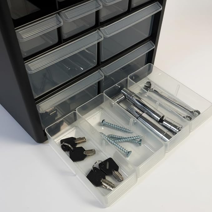 Homak 12-Drawer Parts Organizer, Black, HA01012001