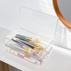 ZEXALOR Pack of 2 Clear Storage Bins with Lids, Small Storage Containers Boxes with Lids, Dresser Organizer, Tea Bag Organizer, Freezer Bin, Plastic Drawer Organizers (10.6×6.1×2.3“)