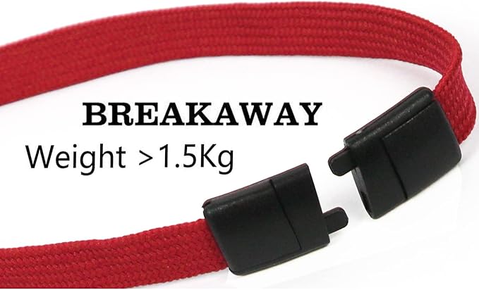 Lanyards Safety Red Lanyards Neck Flat Premium Breakaway Badge Lanyard with J-Hook for ID Nametag Badge Holder (Red, 50 PCS)